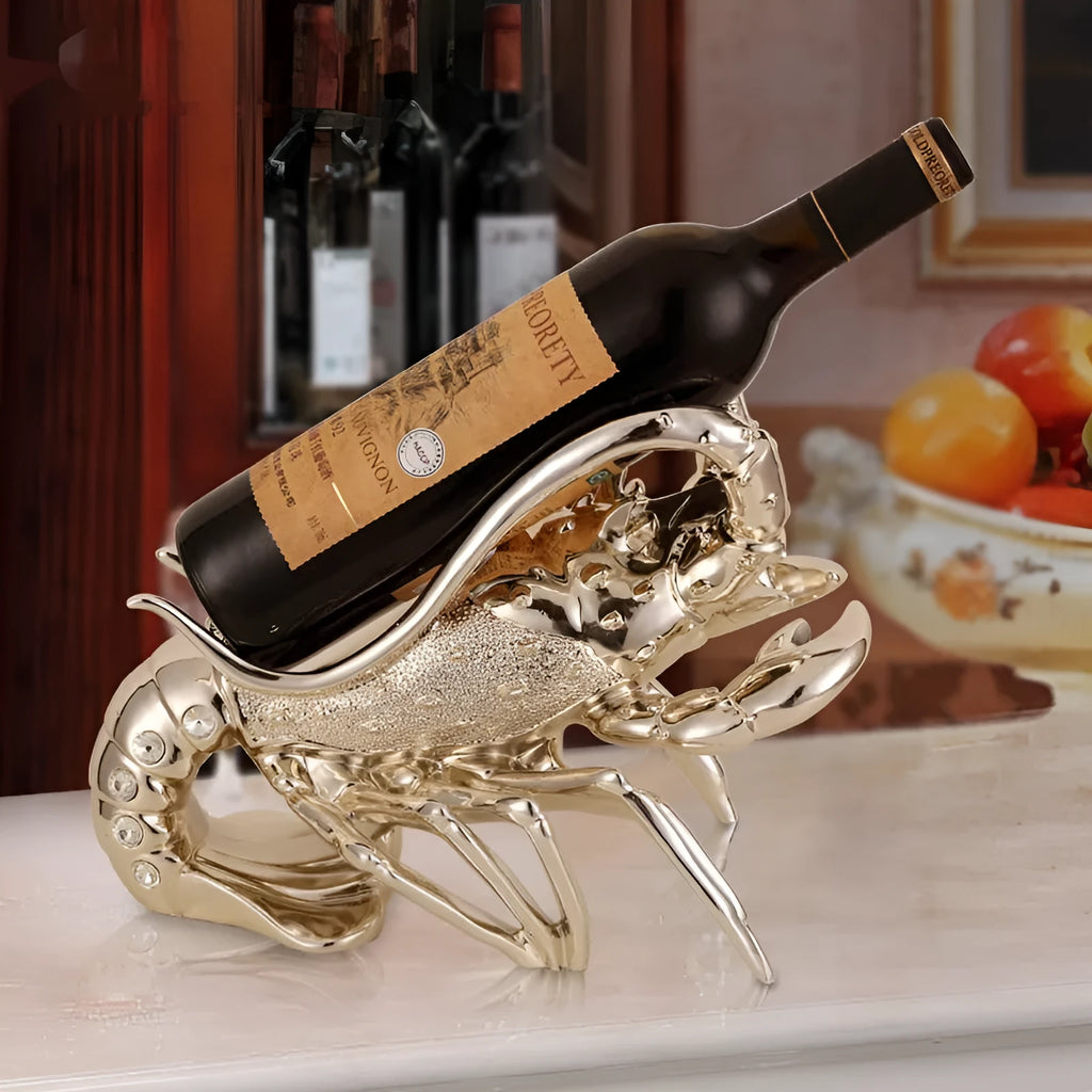 European style resin lobster wine rack ornament in rose gold or silver finish