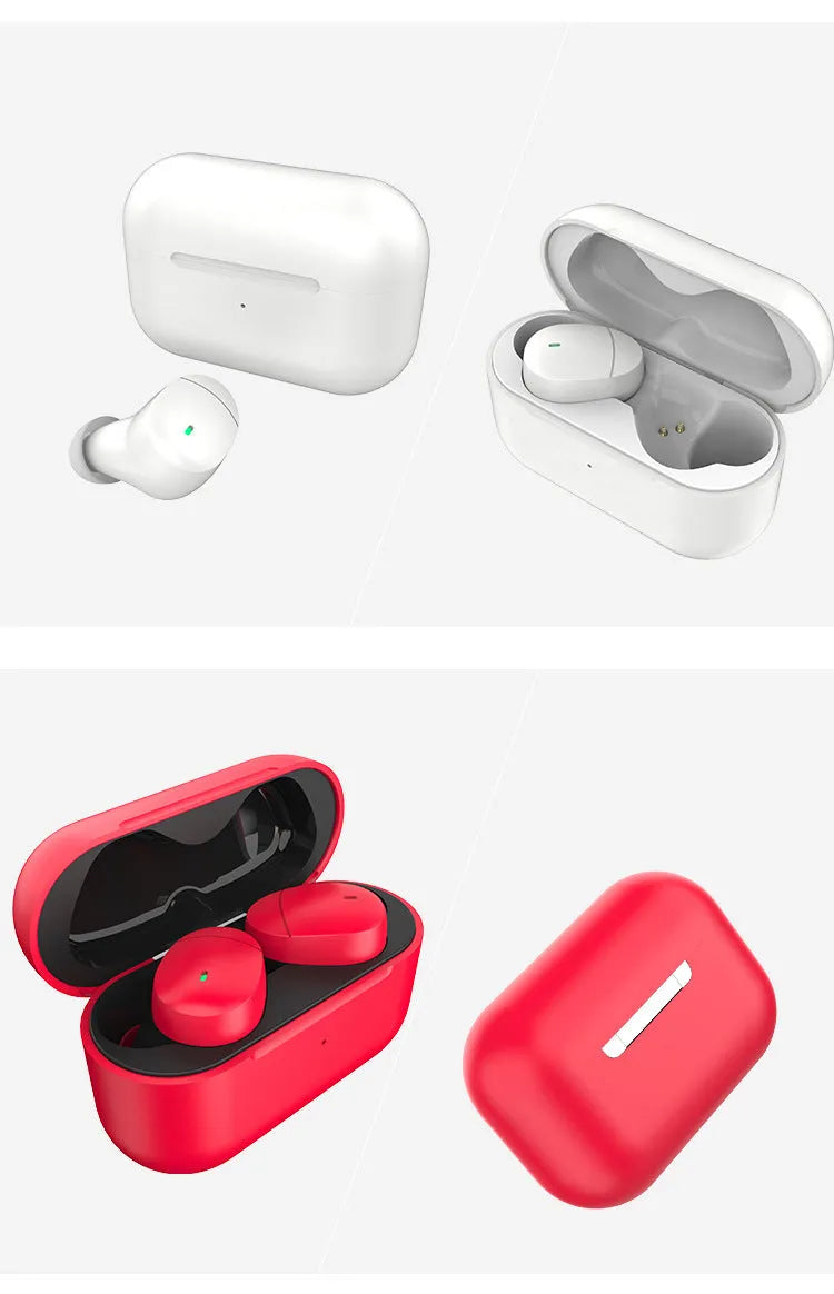 Flame red Qualcomm TWS 3040 true wireless Bluetooth 5.2 earbuds with charging cable