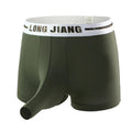 Men's ice silk boxer shorts in multiple colours on a mid waist, showing trunk style design.