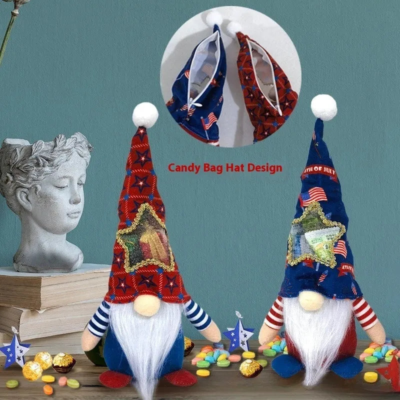 Pair of faceless cloth baby doll ornaments in suit style, for festive decoration.