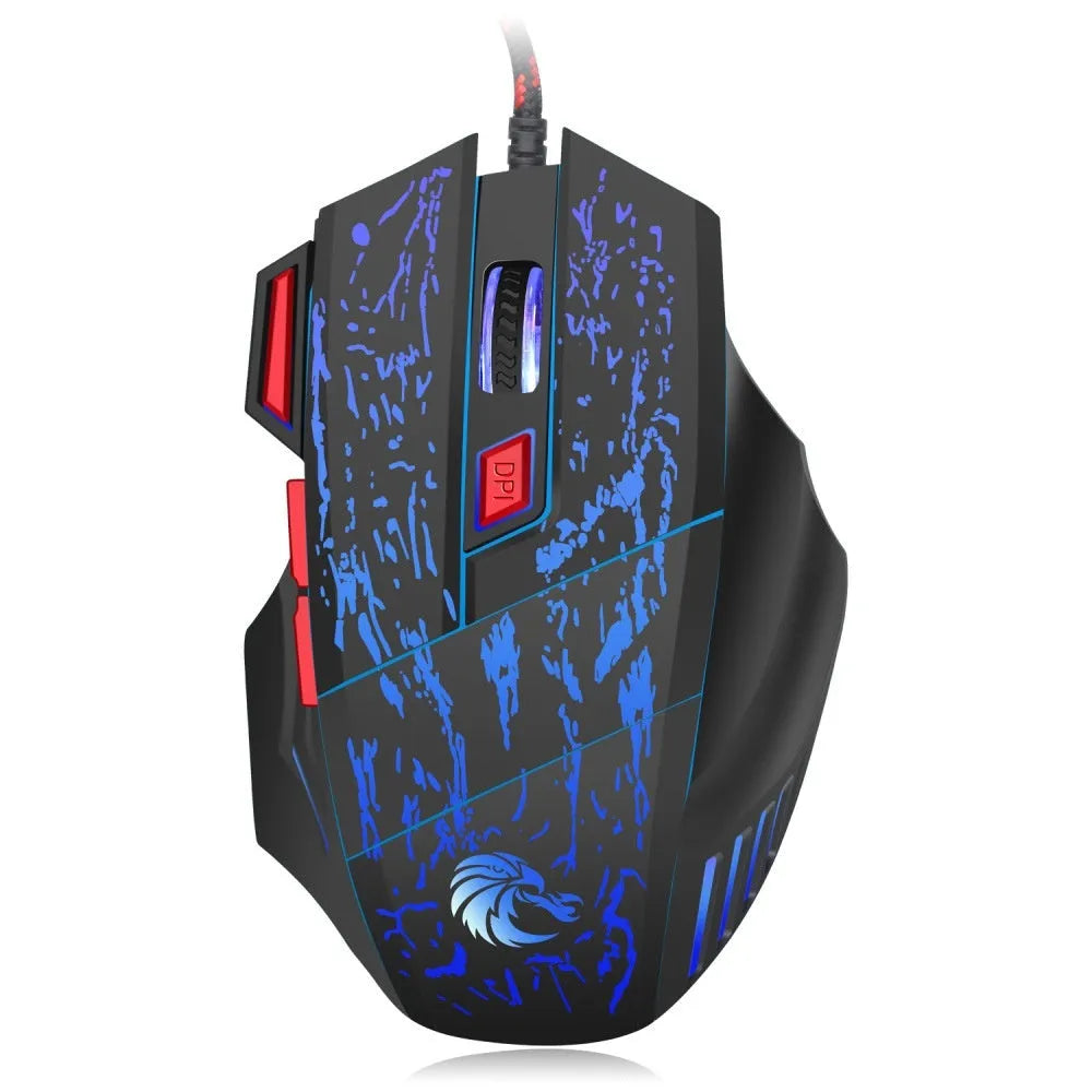 Water crack RGB wired gaming mouse with colour-changing luminous lighting and ergonomic design