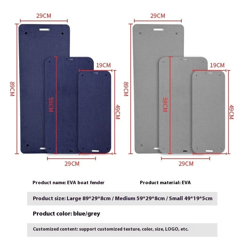 Blue EVA marine boat fender showing thickened shockproof construction for dock protection