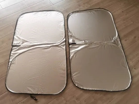 Aluminium foil car sunshade in titanium silver colour showing solid pattern design