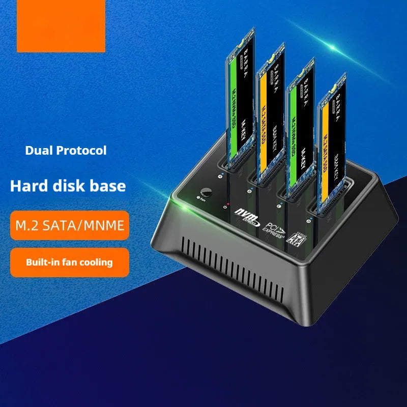 M2 dual protocol SSD base enclosure with aluminium alloy housing measuring 90x78x34mm