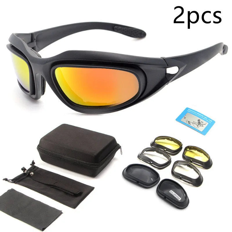 Tactical polarized sunglasses with full-rim PC sports frame for outdoor cycling and dust protection