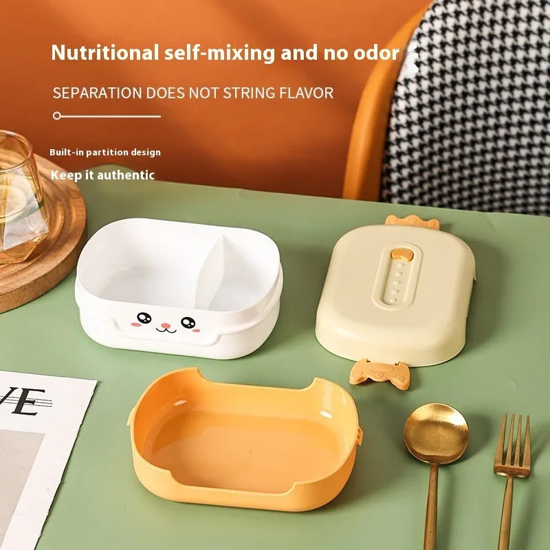 Square plastic divided lunch box with microwave-safe design in dark blue colour option