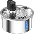Stainless steel pet water fountain with temperature control base in black or white