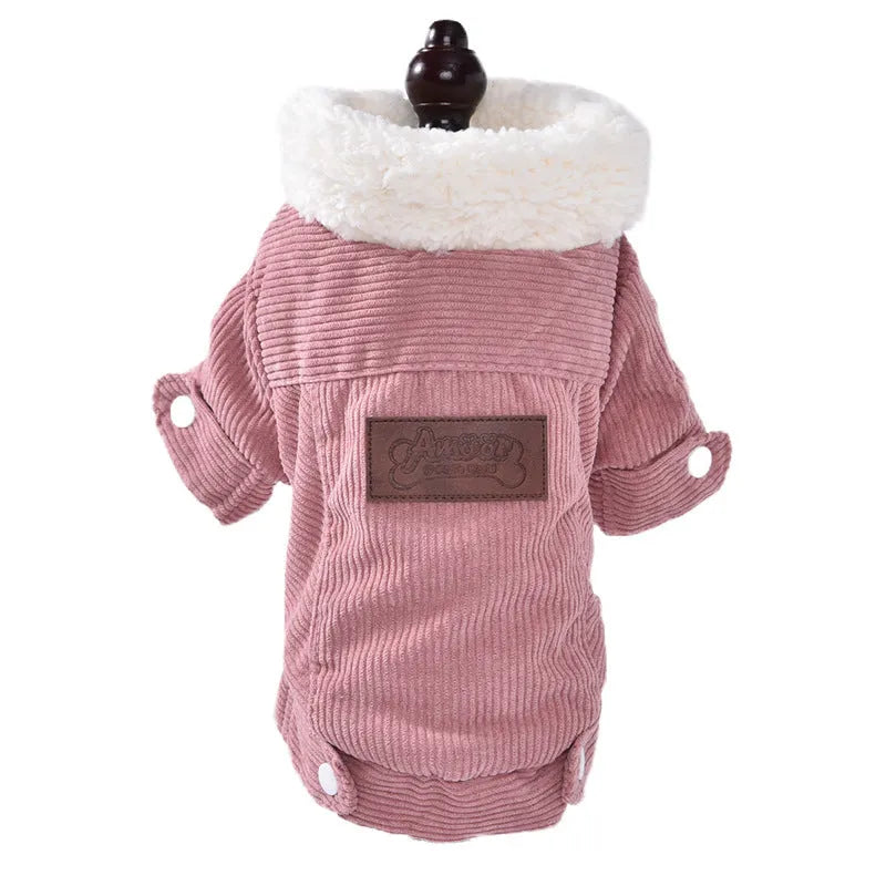 Lambswool fleece-lined dog vest in grey or pink available in sizes XS to XXL