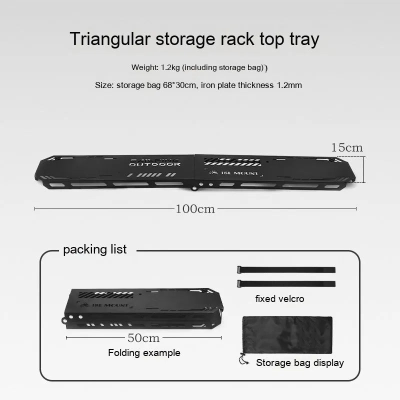 Aluminium alloy triangle folding clothes drying rack with side hanger and top tray for camping travel