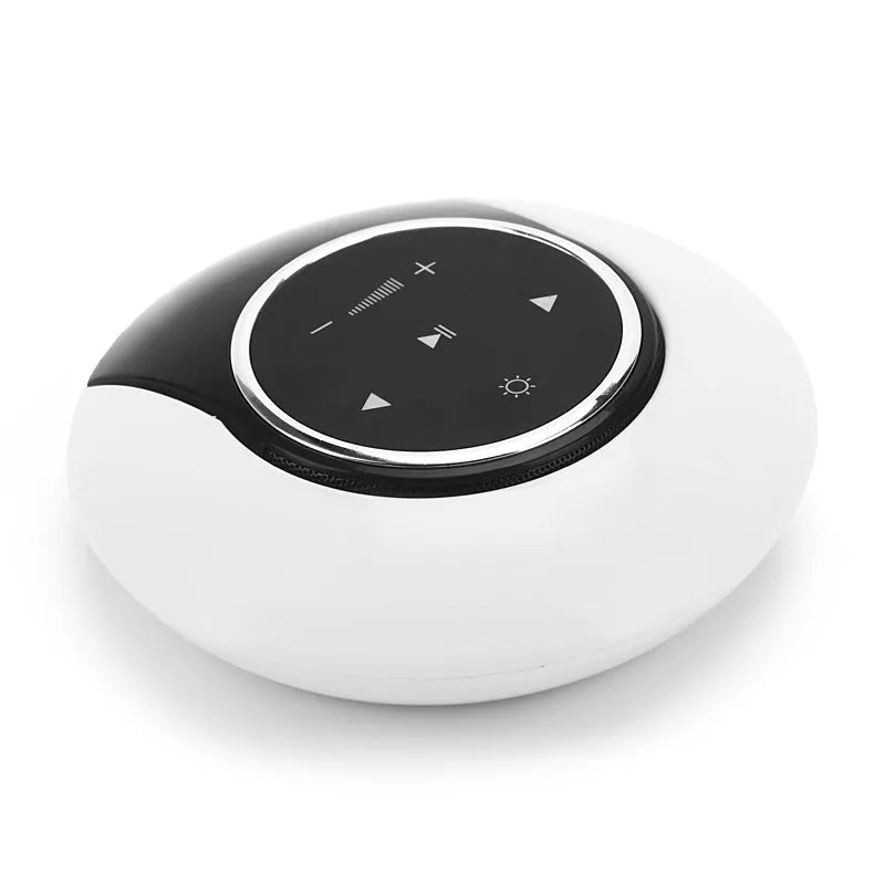 Blue folding Bluetooth desk lamp speaker with subwoofer and touch controls for adjustable LED lighting.