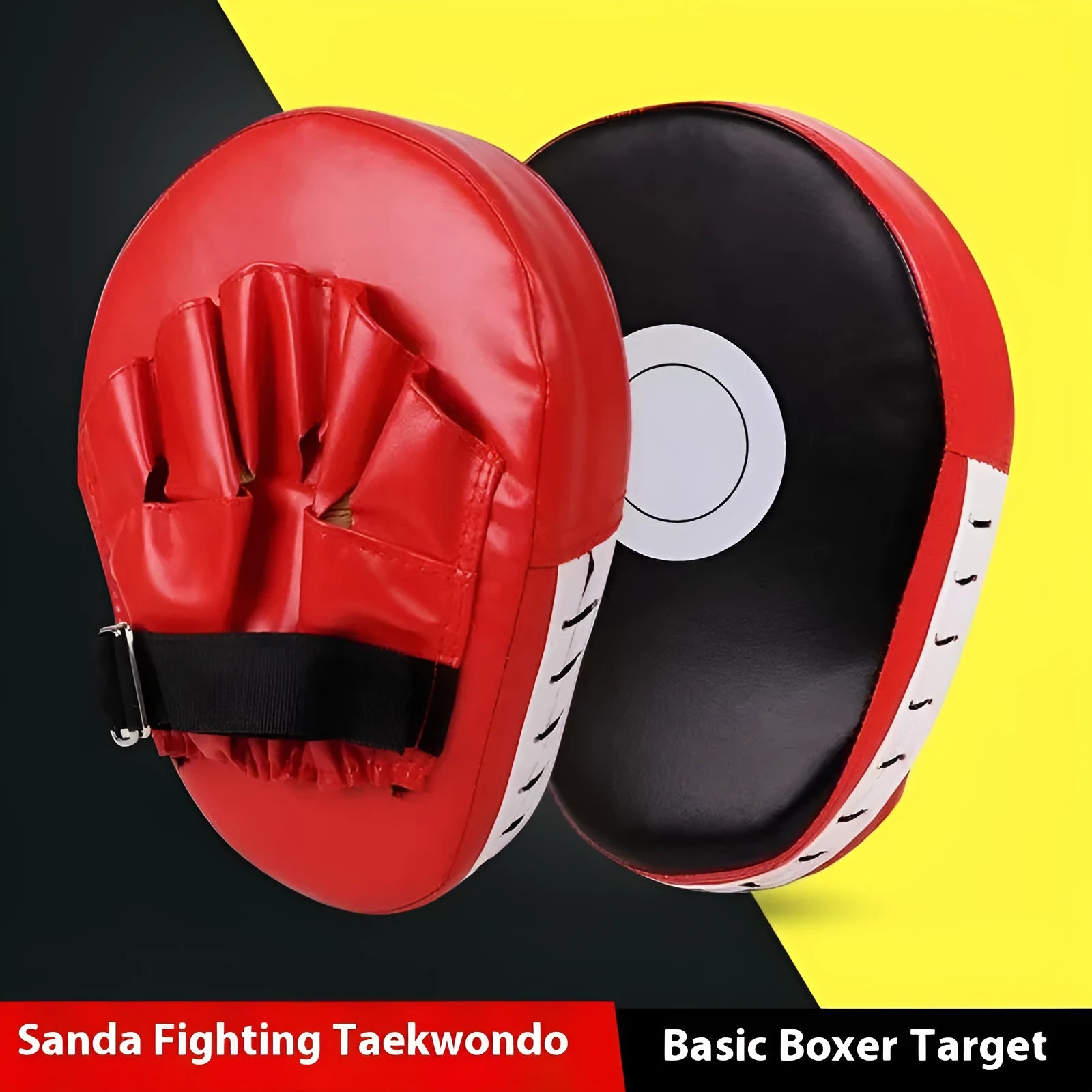 Boxing punch mitts for Muay Thai training in curved and flat PU hand target styles
