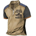Men's casual polo shirt with lapel collar and black digital letter print on chest.