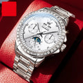 Men's automatic mechanical watch with diamond hour markers on stainless steel bracelet