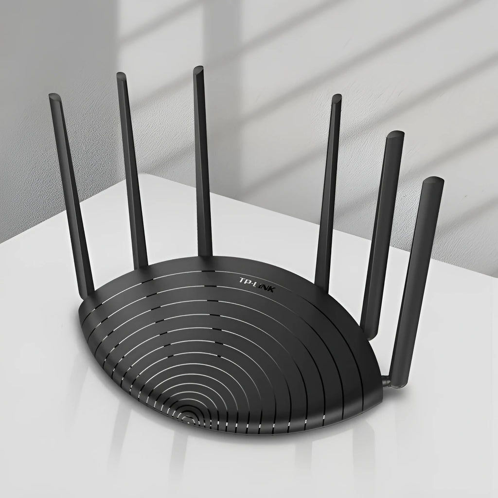AC1900 gigabit wireless router with multiple Ethernet ports and compact rectangular design
