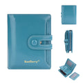 Women's PU leather RFID blocking card holder wallet shown in multiple colour options.