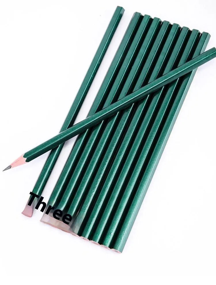 Green hexagonal wooden pencils showing HB and 2B markings with standard pencil length