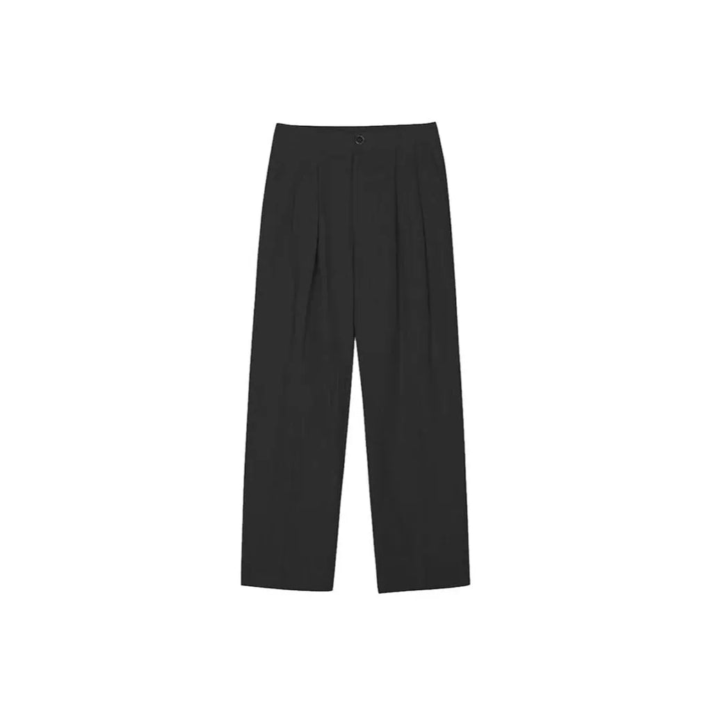 Men's loose lightweight cotton linen trousers in apricot colour showing wide-leg Korean style design