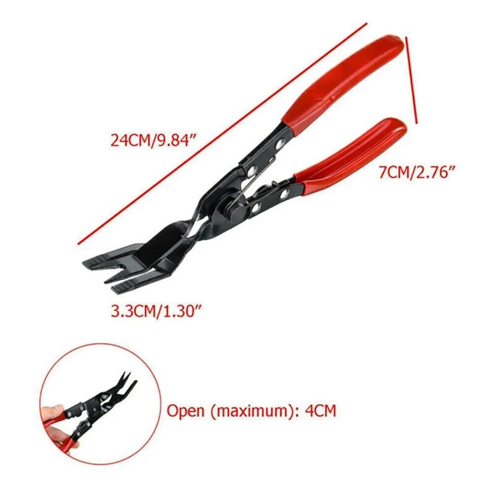 Blue steel car disassembly pliers for door panel and interior bracket removal measuring 235mm