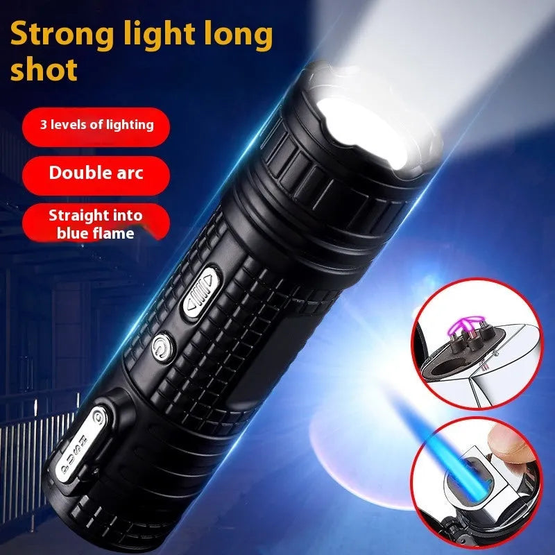 TH727 multi-function metal flashlight lighter in camouflage colour.