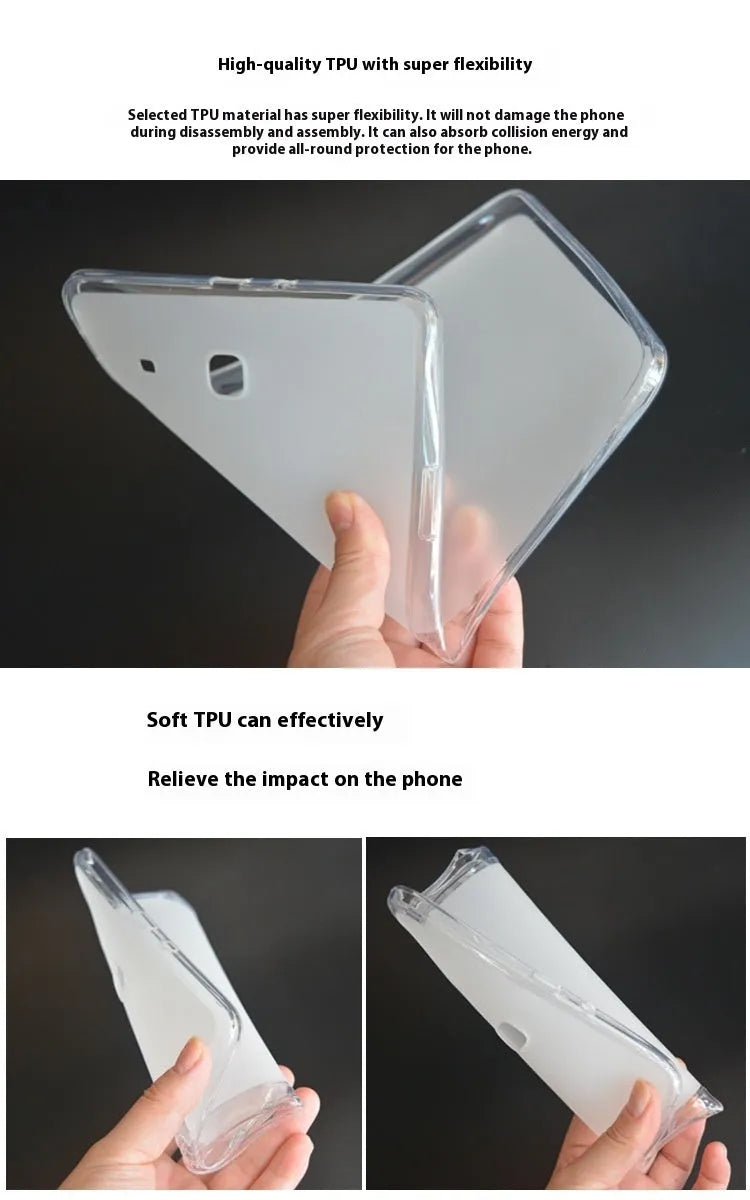 Clear transparent ultra-thin silicone tablet protective case showing device through material