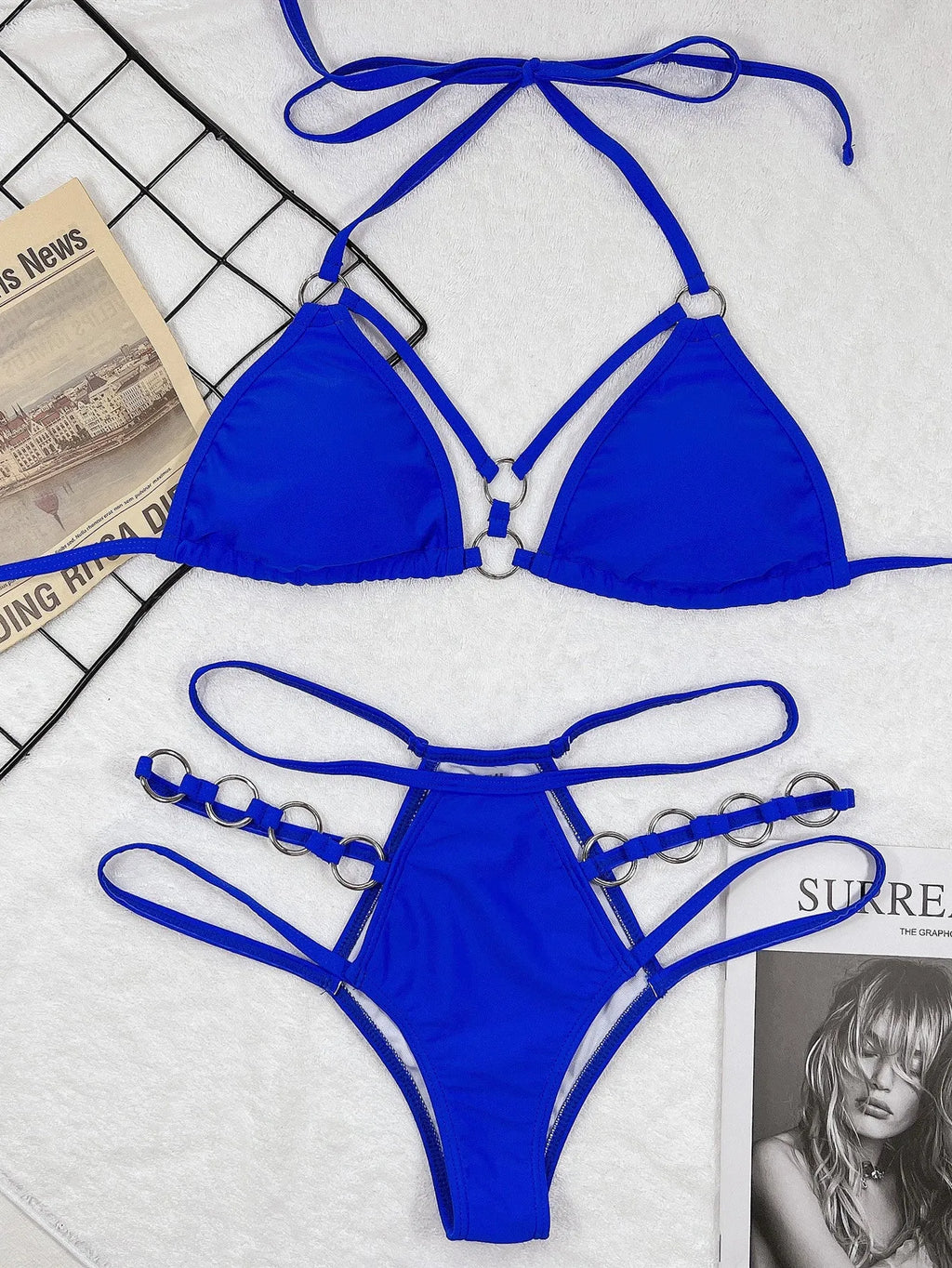 Pure colour women's separated bikini swimwear set in multiple colour options