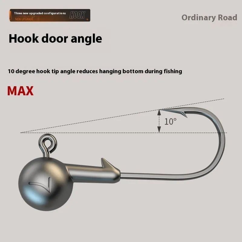 Enhanced jig hook fishing set with 50 pieces and four-times strengthened construction in primary colour.
