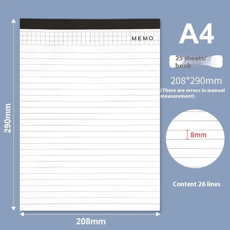 A4 tearable notebook with grid-lined pages and paper cover for meeting minutes