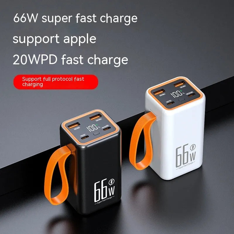 Black and white PD66W fast charge 20000 MA portable power bank showing creative design