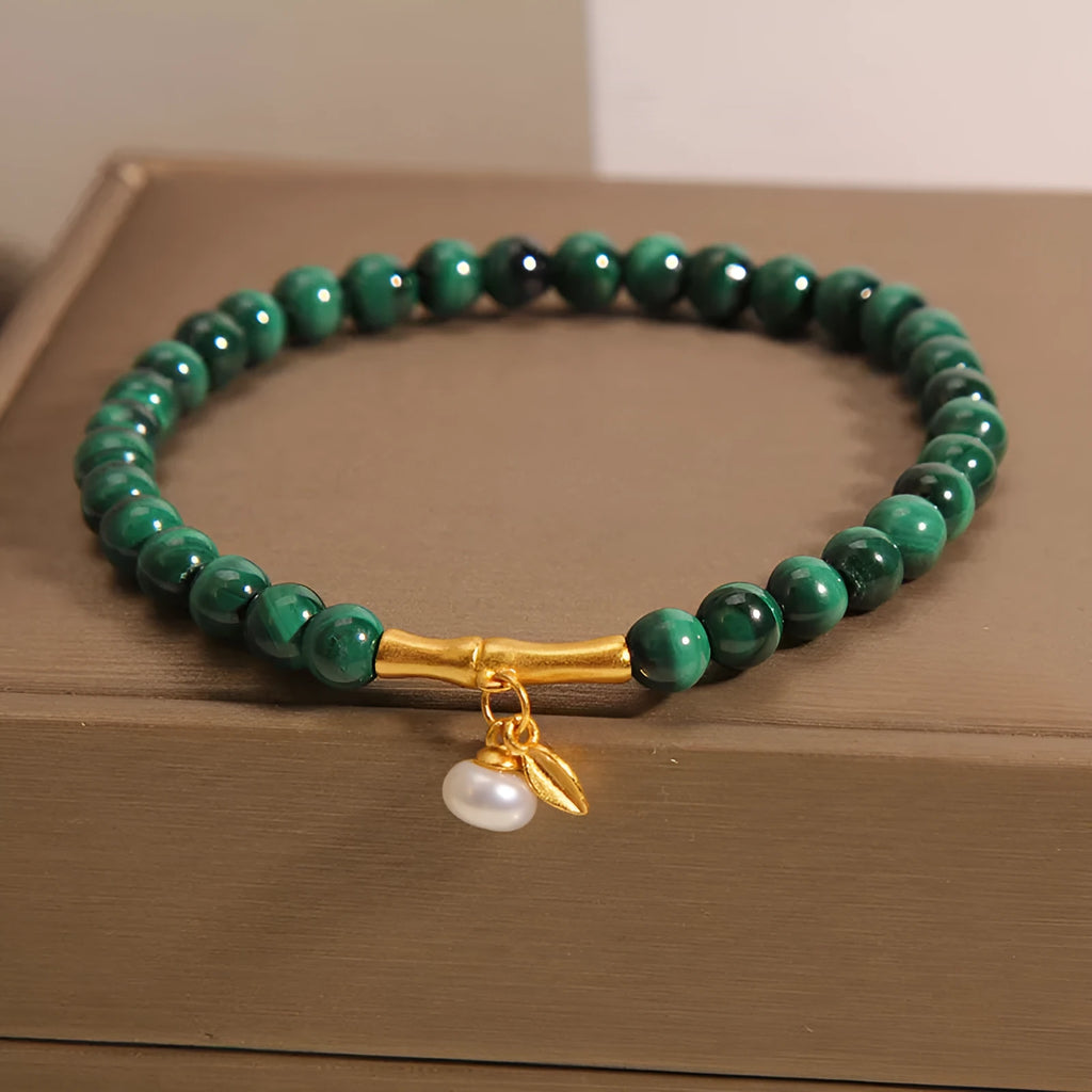 Silver-toned adjustable lucky bamboo bracelet for women with white crystal stones