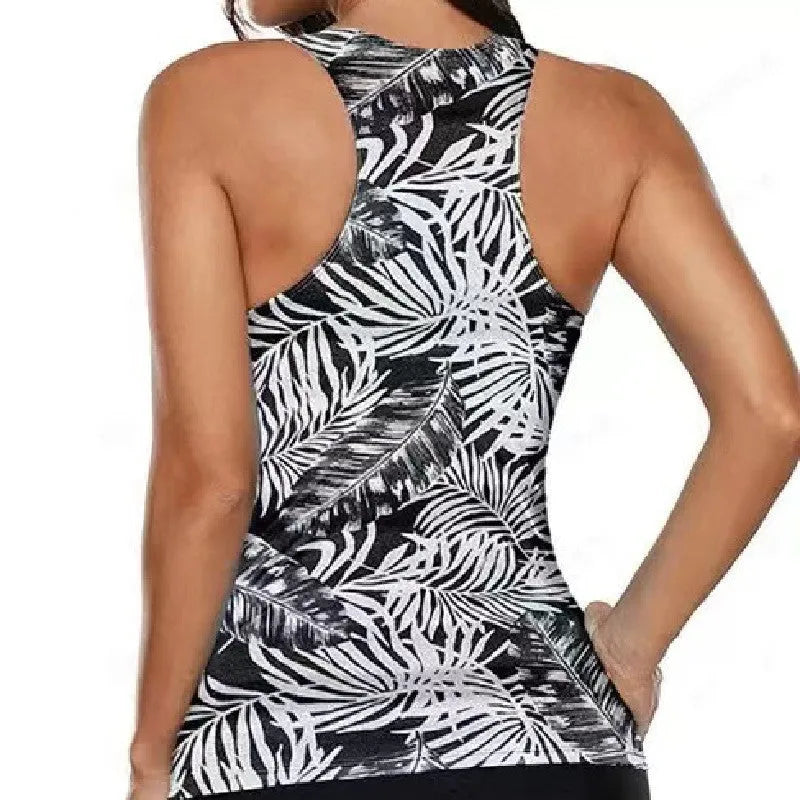Women's polyester bikini swimsuit with split bow decoration in solid colour