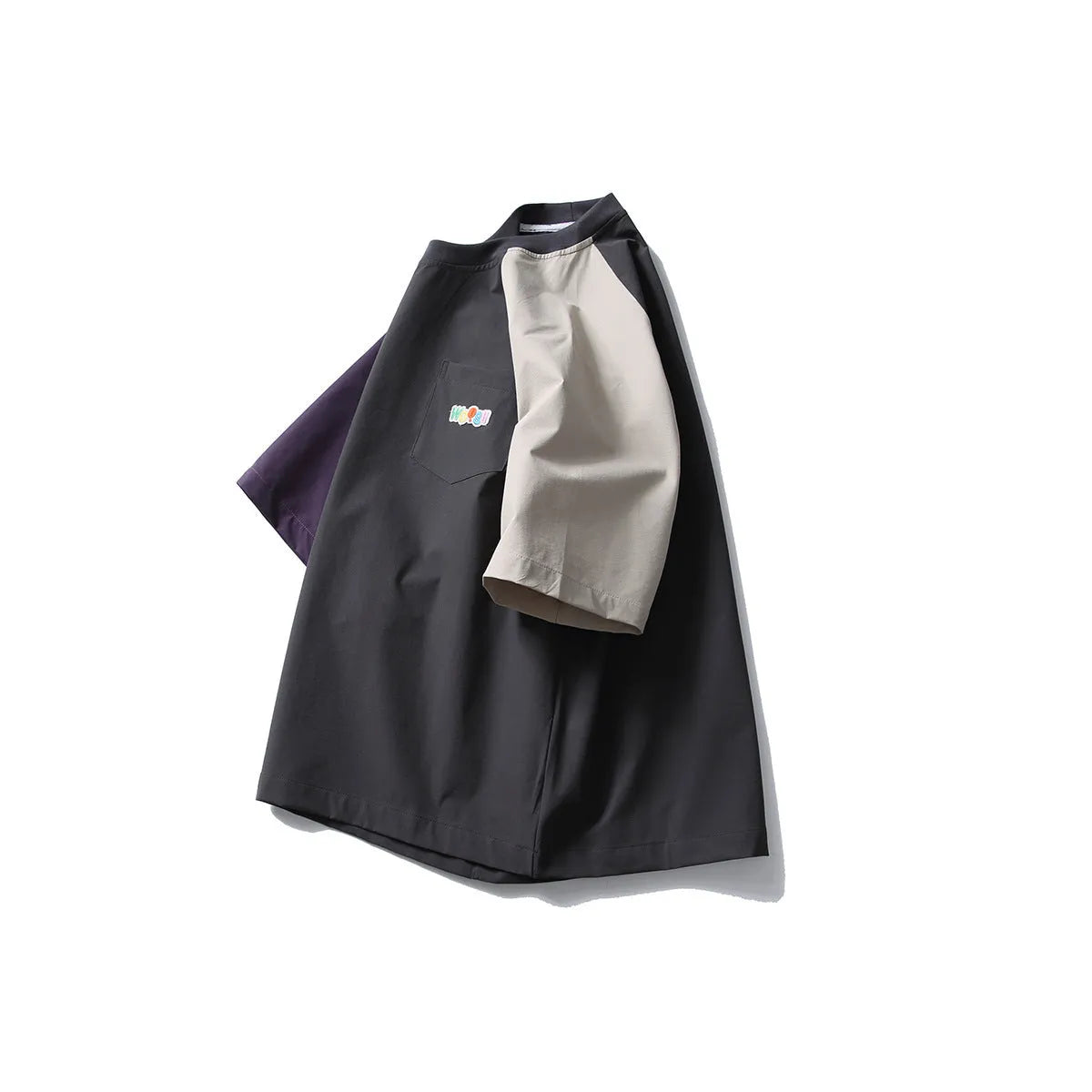 Dark grey men's t-shirt with contrasting raglan sleeves and a loose fit.