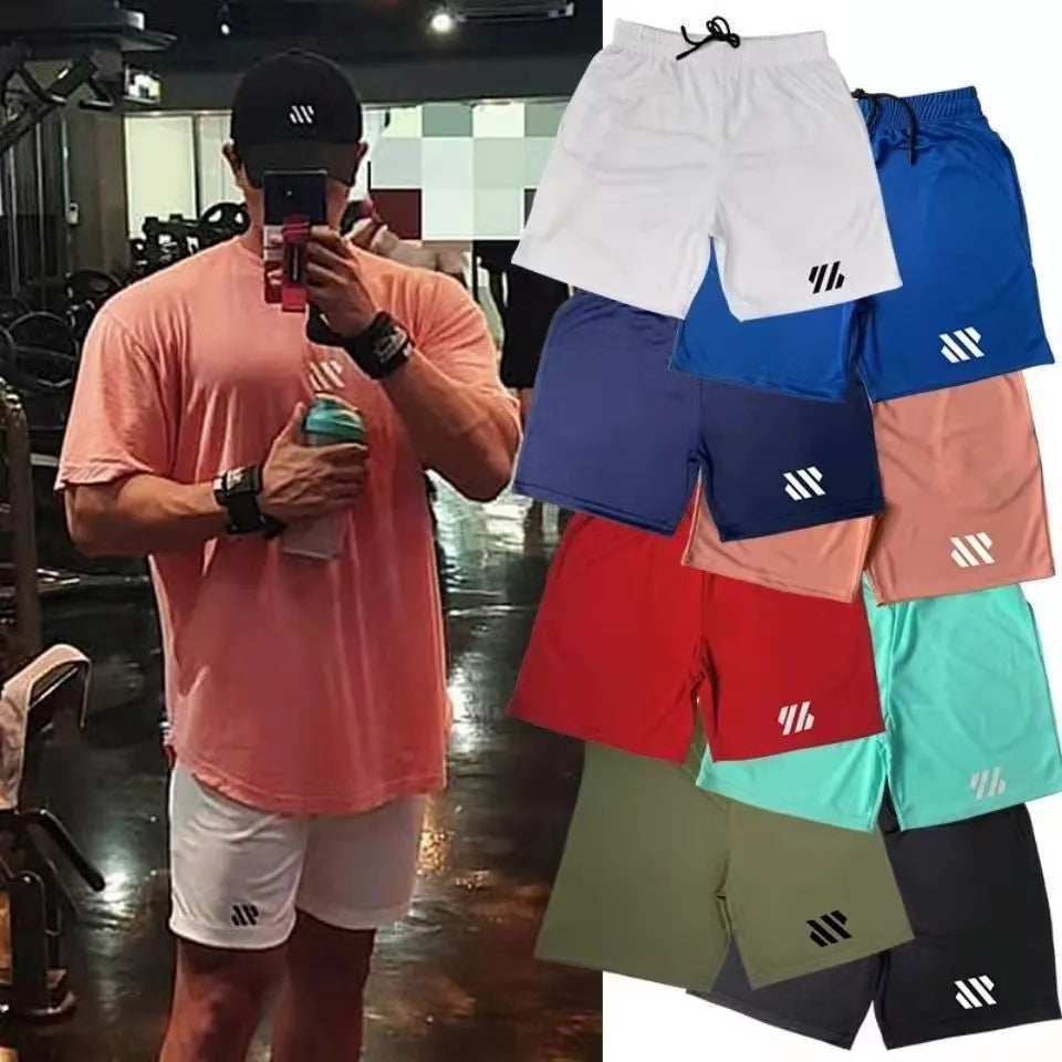 Men's loose fit metal silk sports shorts for summer running in multiple colours.