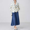 Women's collar suit jacket with front lace-up waist design in polyester fabric