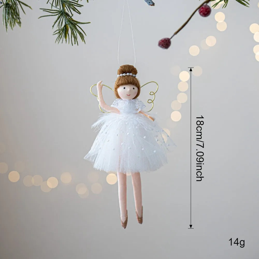 Pink and white ballet girl angel plush doll pendant with cloth fabric and modern design