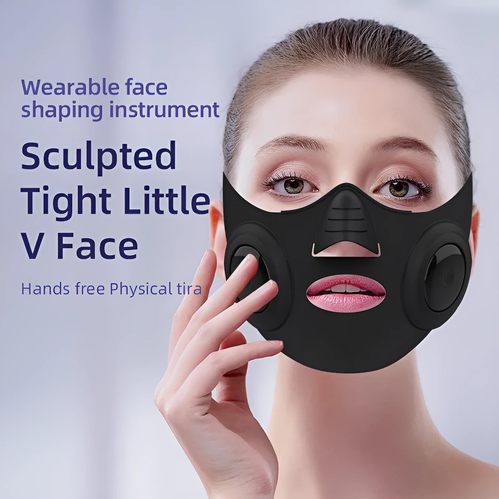 Black LED photon light therapy facial mask beauty device on a white background.