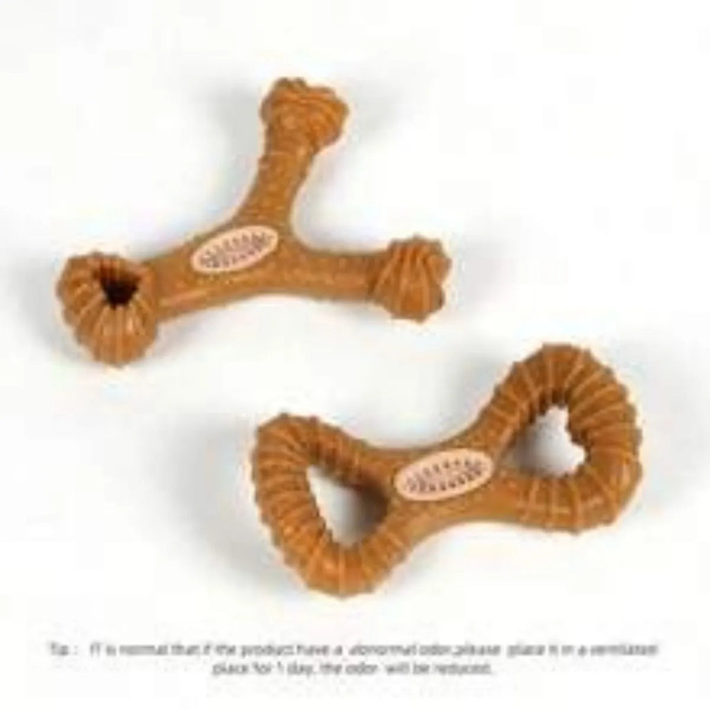 Durable rubber dog chew bone toy for teeth cleaning and interactive play with bite-resistant construction
