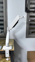 Black table-mounted rotating telescopic LCD screen bracket with adjustable arm extended