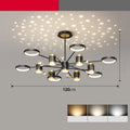 Black iron pendant chandelier with 13 star lamp heads and adjustable suspension