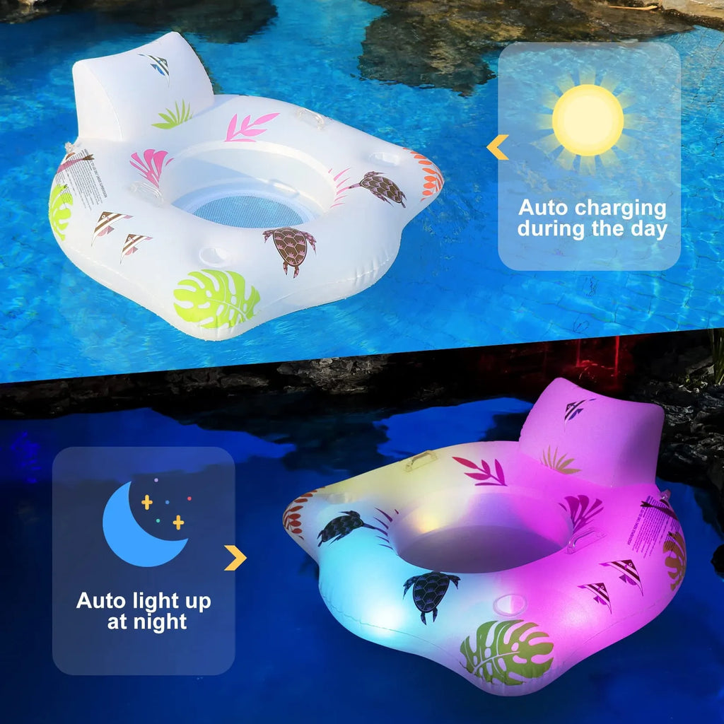 White U-shaped luminous inflatable floating row recliner on water surface