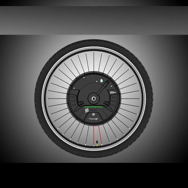 Imotor 3.0 black electric bicycle conversion wheel with integrated hub motor for mountain bikes.
