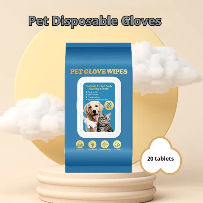 Pack of pet disposable gloves for cat bath cleaning with wash-free design