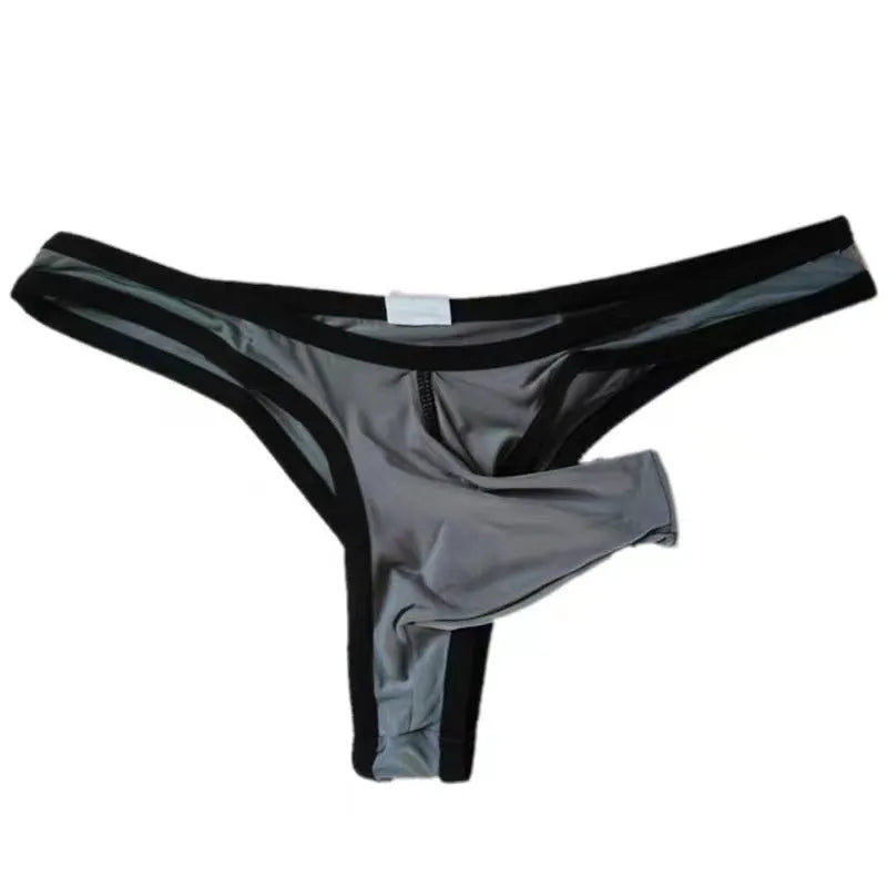 Men's Ice Silk elephant nose design briefs shown in multiple colours including army green, black, and sky blue.