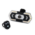 Black wireless remote control motorcycle LED taillight with USB charging port.