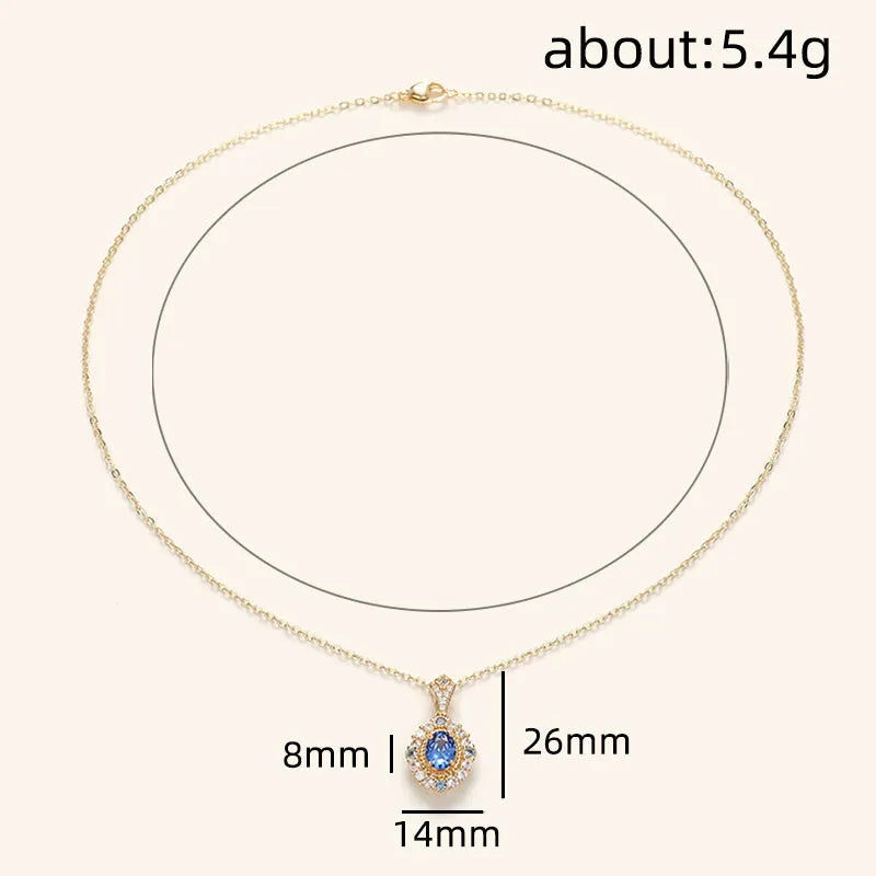 Royal necklace with mixed gem pendant on copper box chain in yellow gold colour
