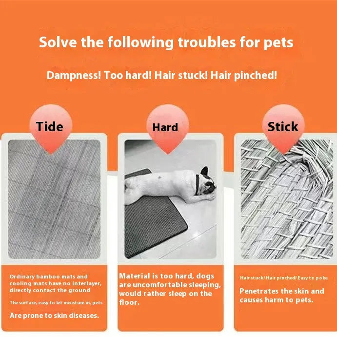Brown rattan fibre cooling mat for dogs in various sizes for summer heat relief
