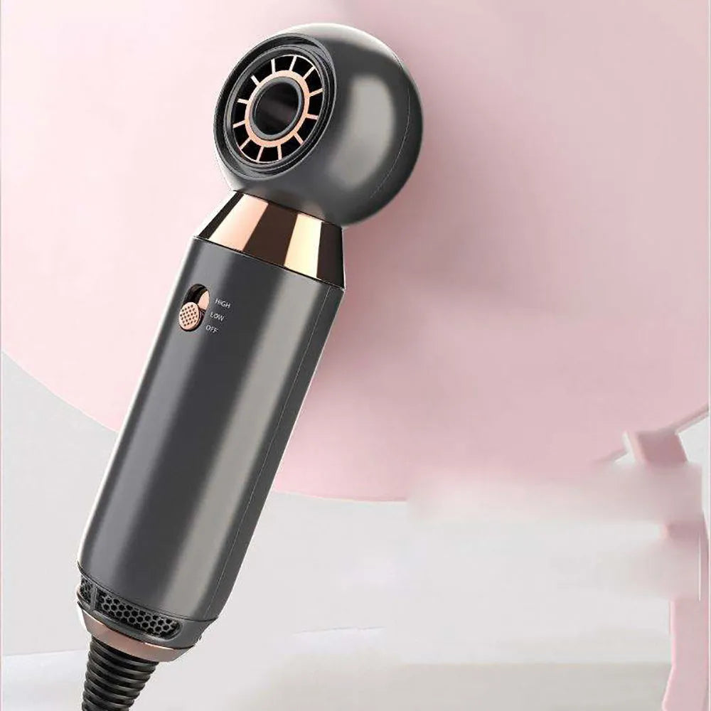 Compact white hair dryer with concentrator attachment showing 800W power rating and ionic technology